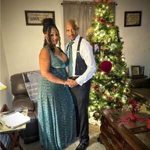 R & M Richards Elegant Teal Holiday Gown